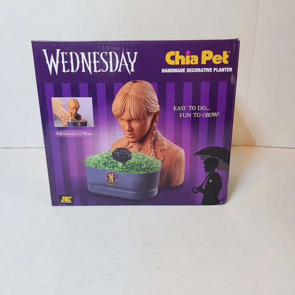Wednesday Addams Chia Pet Grow Now for Halloween New in Box with Seeds